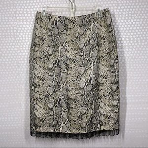 Allison Taylor Silk Snakeskin Print Silk Skirt, 10